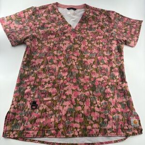 Carhartt Floral Scrub Top Nature Pattern Nurse Workwear V-neck